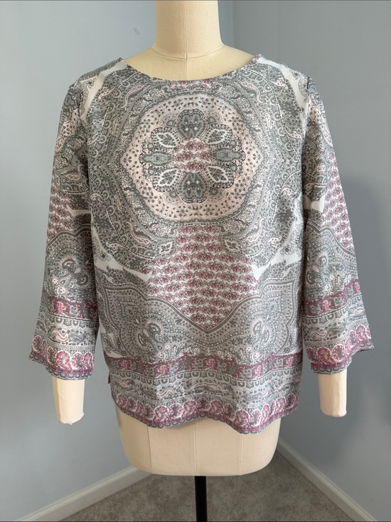 Lila Rose Tops - Lila Rose Women's Multi Print Boatneck Top in Gray and Dusty Pink SZS